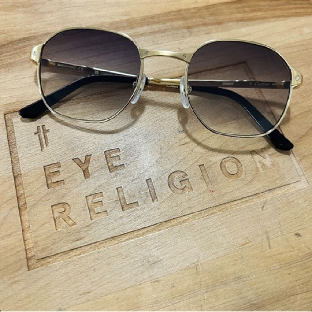 Cartier 0441 Santos Gold Sunglasses